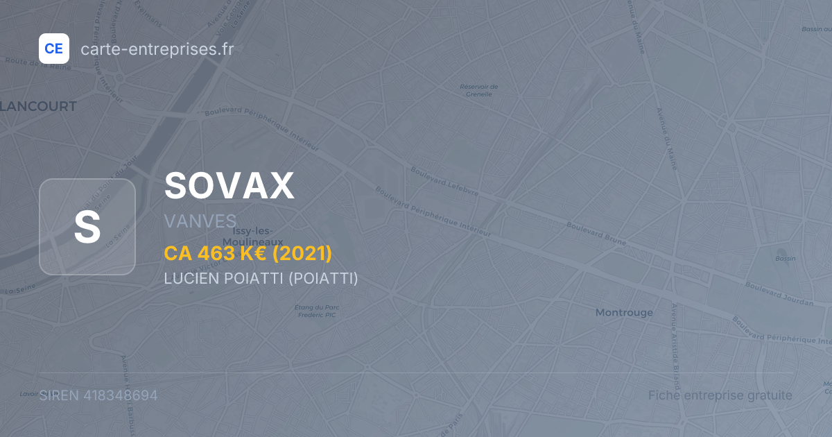 SOVAX — 418348694 — fiche entreprise