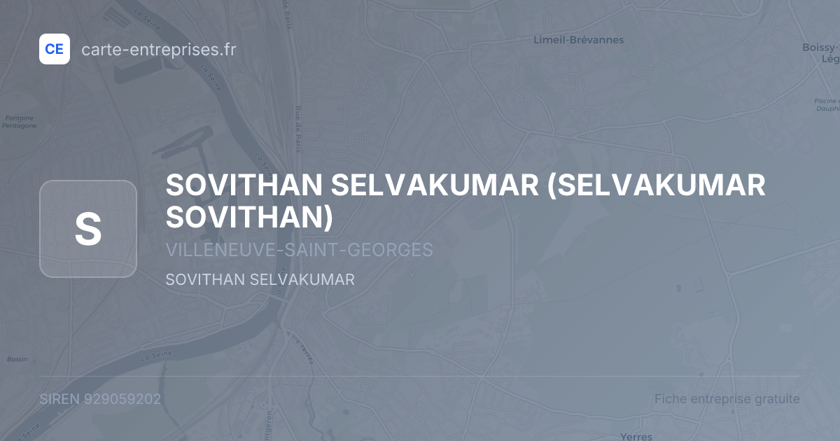 SOVITHAN SELVAKUMAR (SELVAKUMAR SOVITHAN) — 929059202 — fiche entreprise