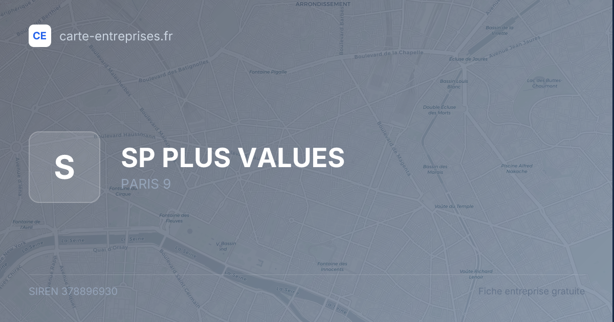 SP PLUS VALUES — 378896930 — fiche entreprise