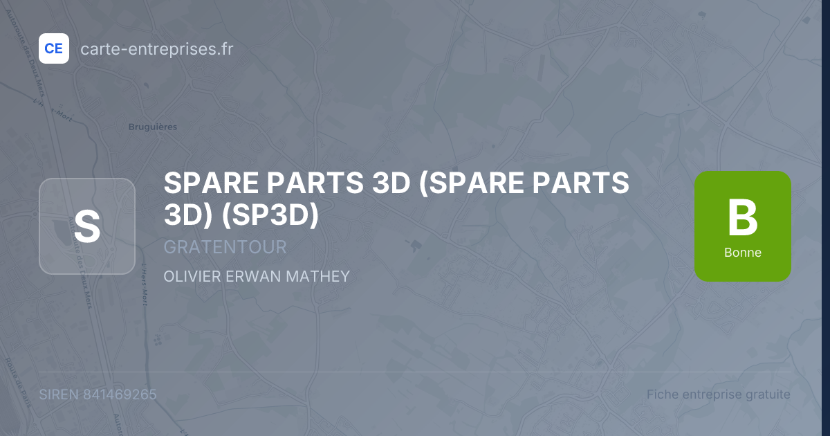 SPARE PARTS 3D (SPARE PARTS 3D) (SP3D) — 841469265 — fiche entreprise