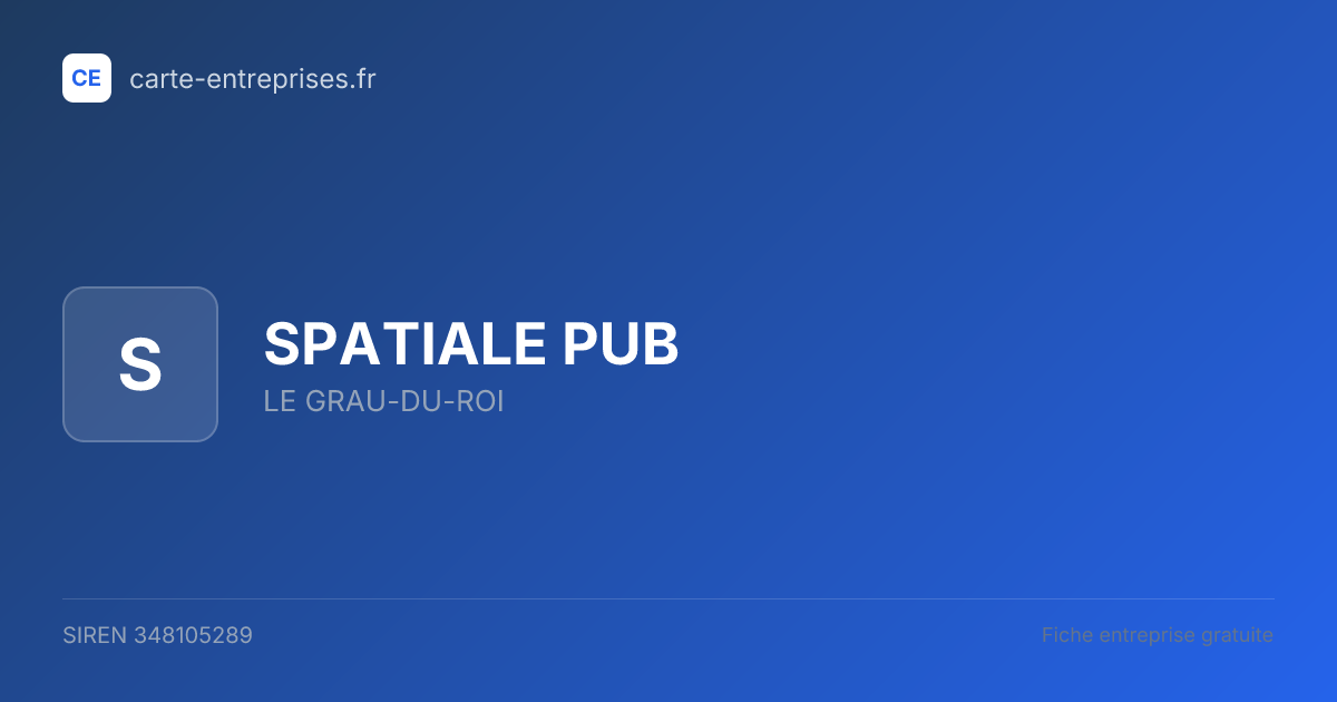 SPATIALE PUB — 348105289 — fiche entreprise