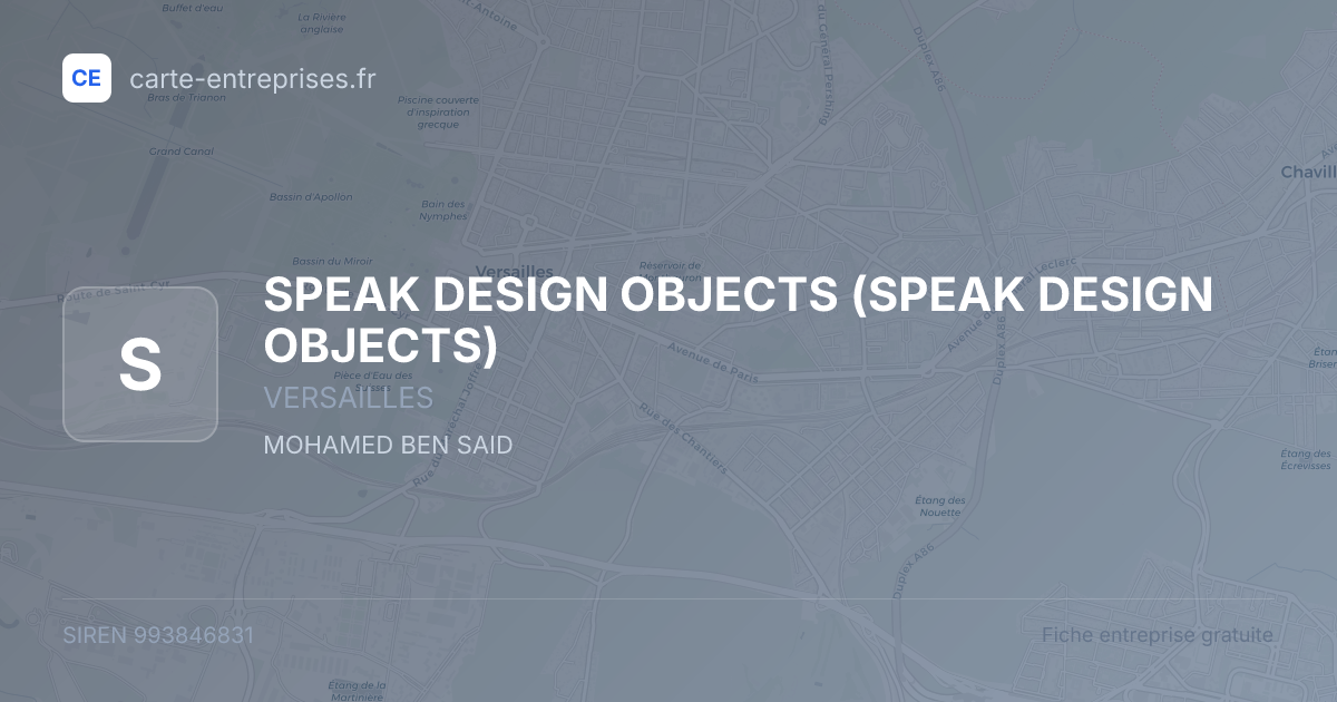 SPEAK DESIGN OBJECTS — 993846831 — fiche entreprise
