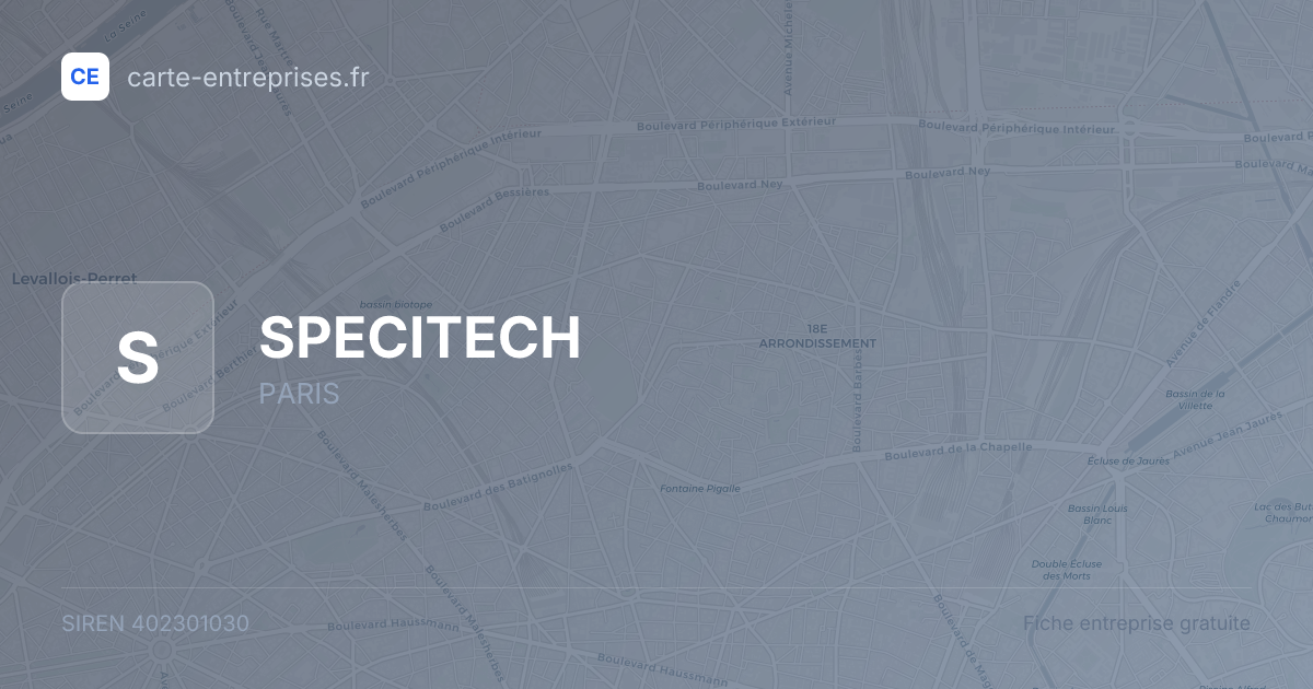 SPECITECH — 402301030 — fiche entreprise