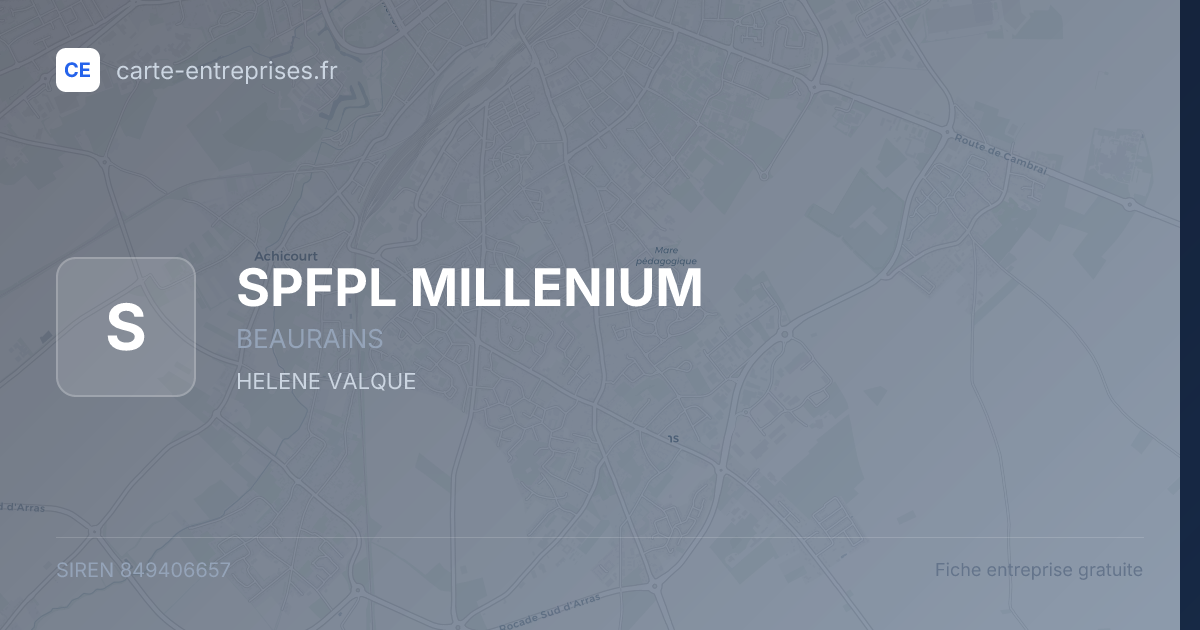 SPFPL MILLENIUM — 849406657 — fiche entreprise