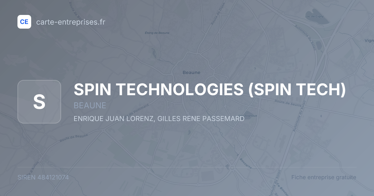 SPIN TECHNOLOGIES (SPIN TECH) — 484121074 — fiche entreprise