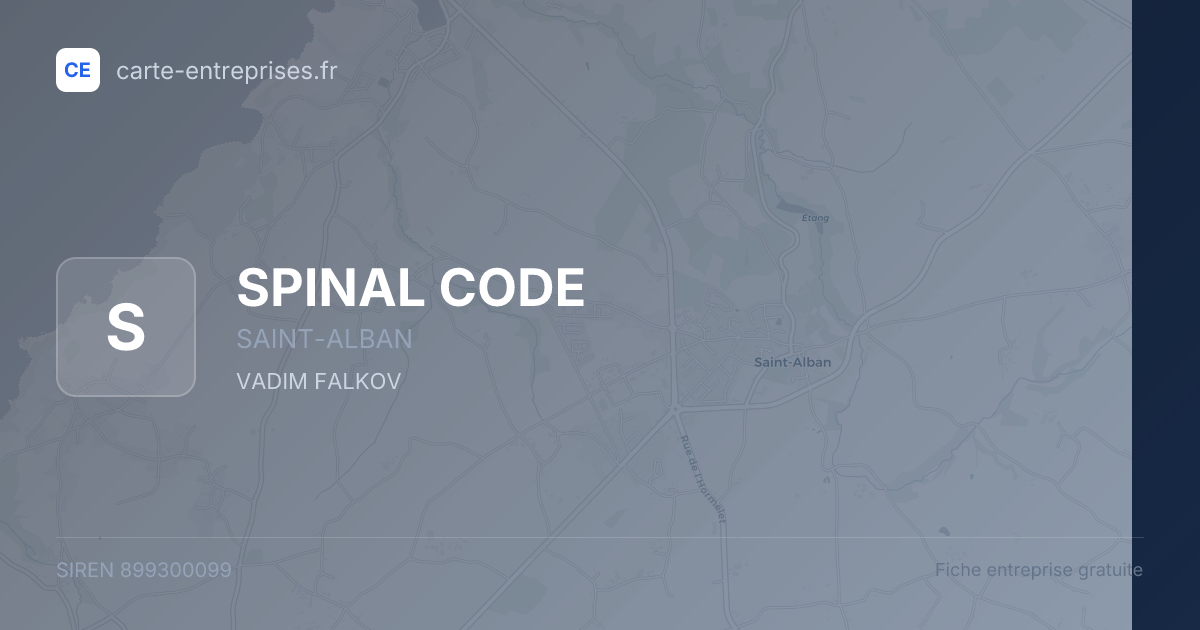 SPINAL CODE — 899300099 — fiche entreprise