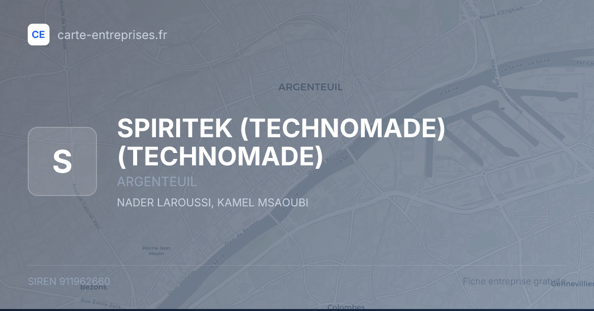 SPIRITEK (TECHNOMADE) (TECHNOMADE) — 911962660 — fiche entreprise