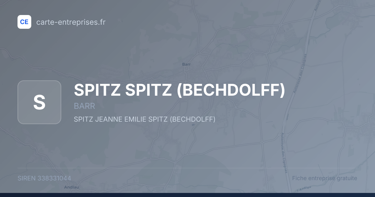 SPITZ SPITZ (BECHDOLFF) — 338331044 — fiche entreprise