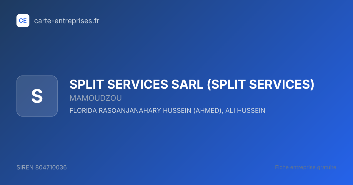 SPLIT SERVICES SARL (SPLIT SERVICES) — 804710036 — fiche entreprise