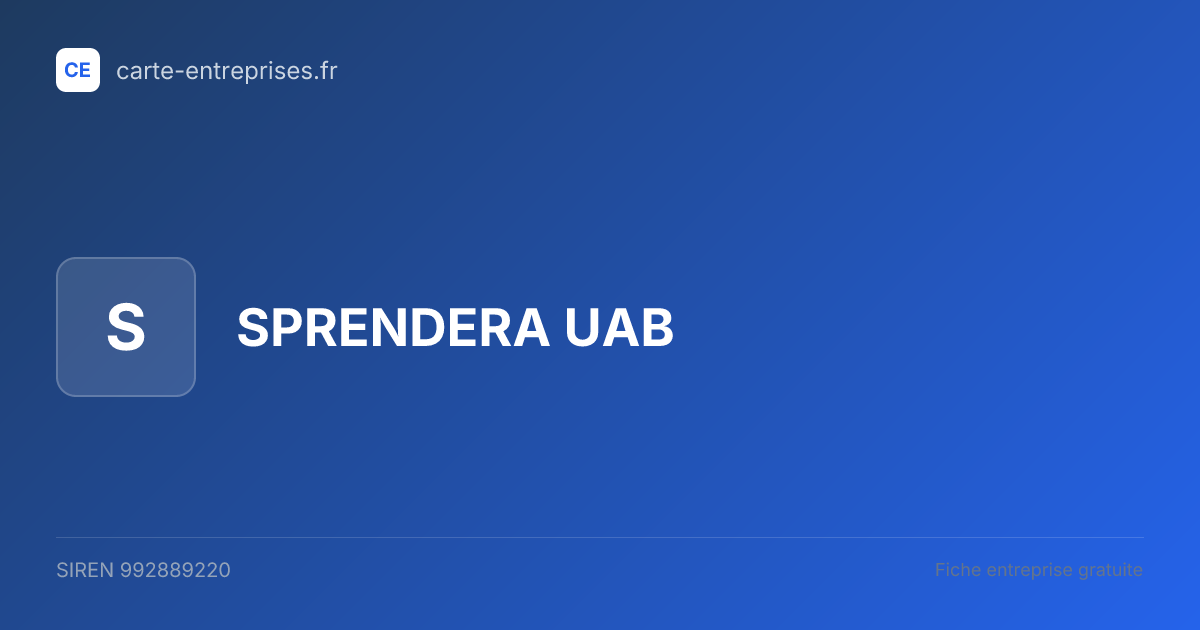SPRENDERA UAB — 992889220 — fiche entreprise
