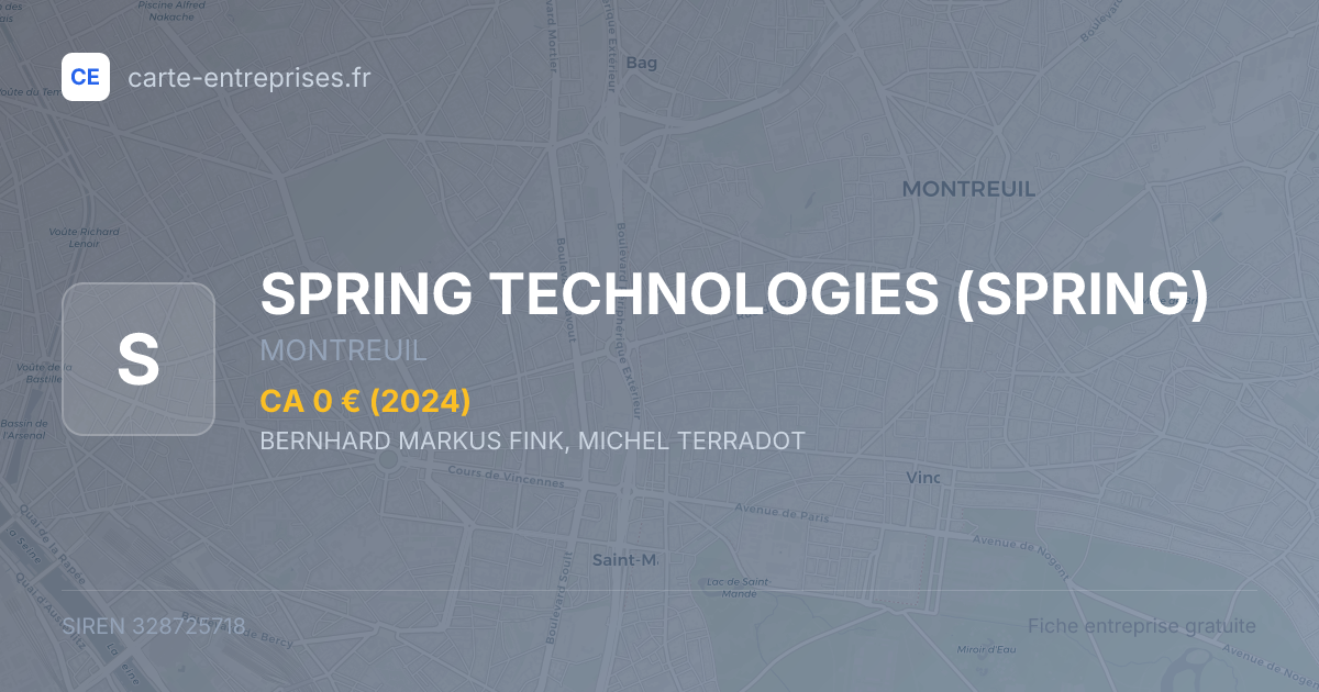 SPRING TECHNOLOGIES (SPRING) — 328725718 — fiche entreprise