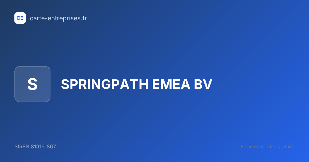 SPRINGPATH EMEA BV — 819191867 — fiche entreprise
