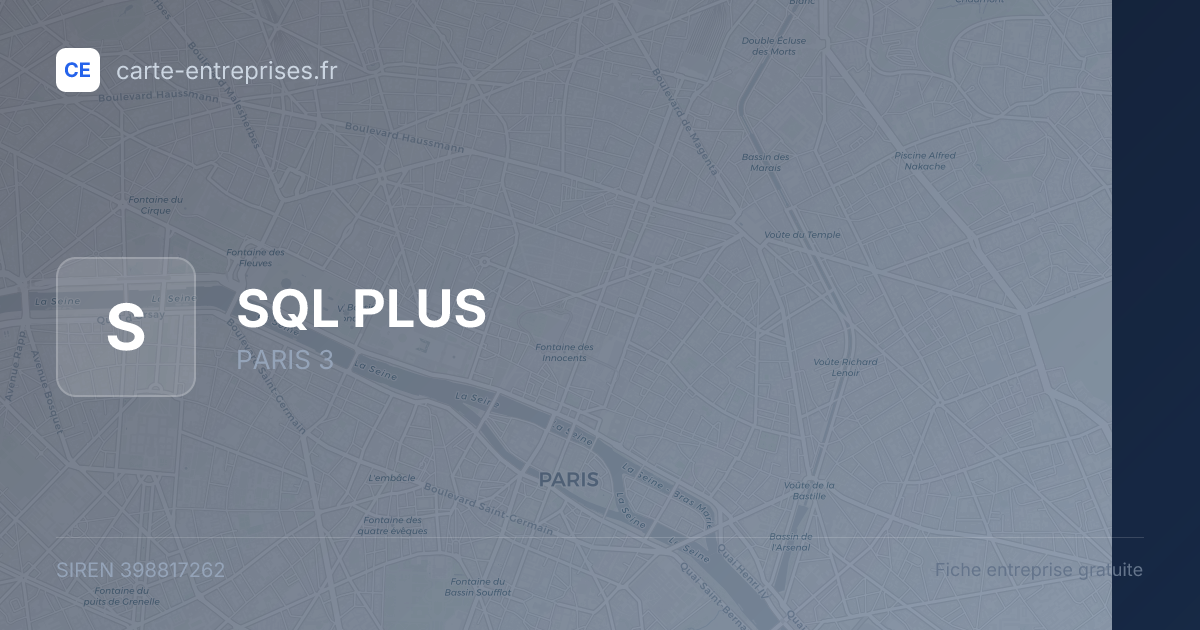 SQL PLUS — 398817262 — fiche entreprise