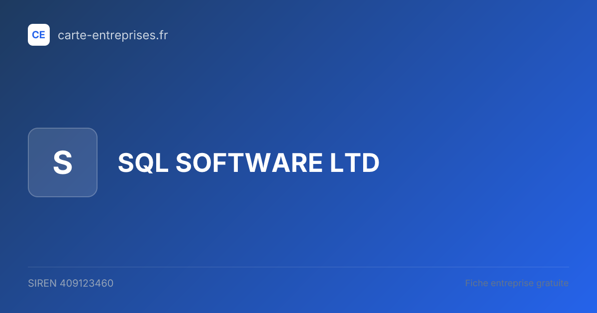 SQL SOFTWARE LTD — 409123460 — fiche entreprise