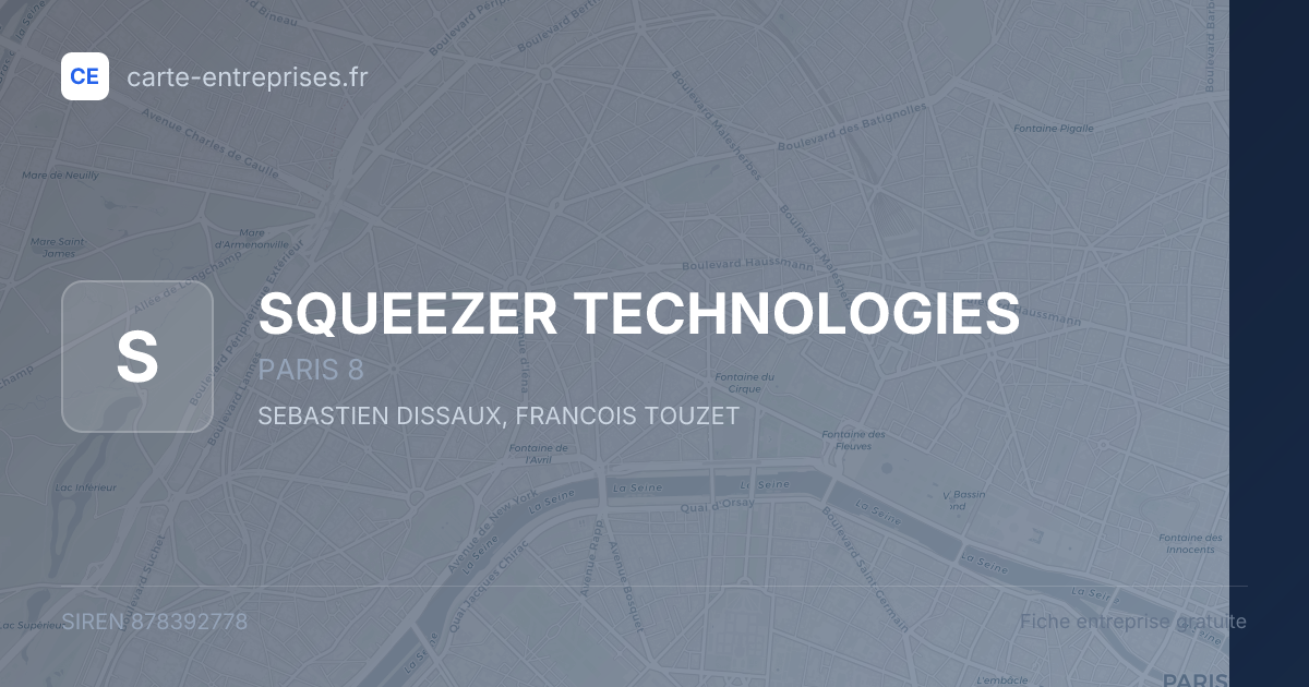 SQUEEZER TECHNOLOGIES — 878392778 — fiche entreprise
