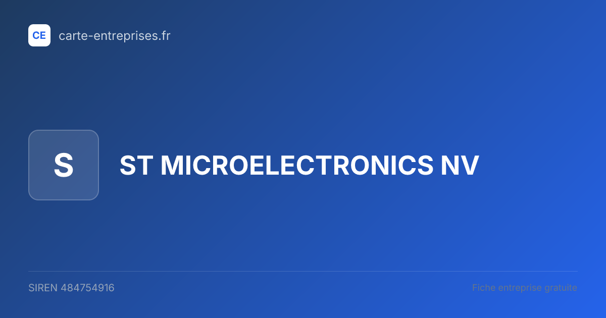 ST MICROELECTRONICS NV — 484754916 — fiche entreprise