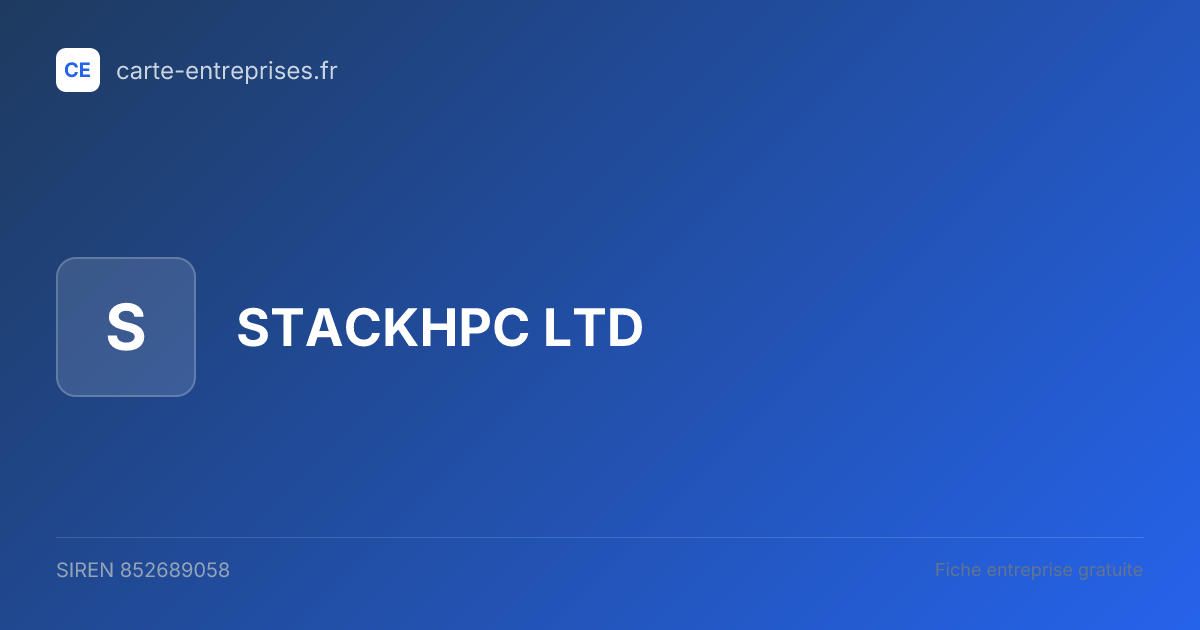 STACKHPC LTD — 852689058 — fiche entreprise