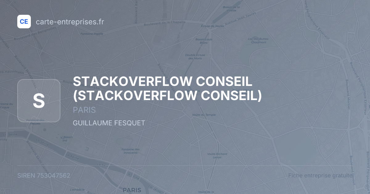 STACKOVERFLOW CONSEIL — 753047562 — fiche entreprise