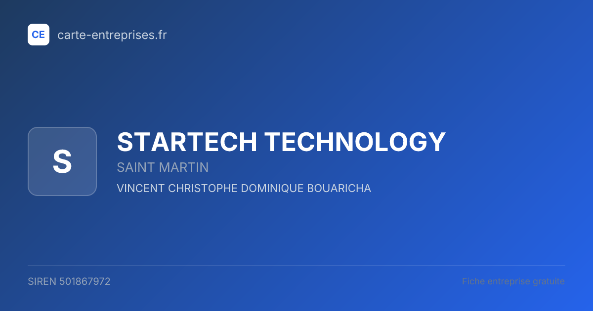 STARTECH TECHNOLOGY — 501867972 — fiche entreprise