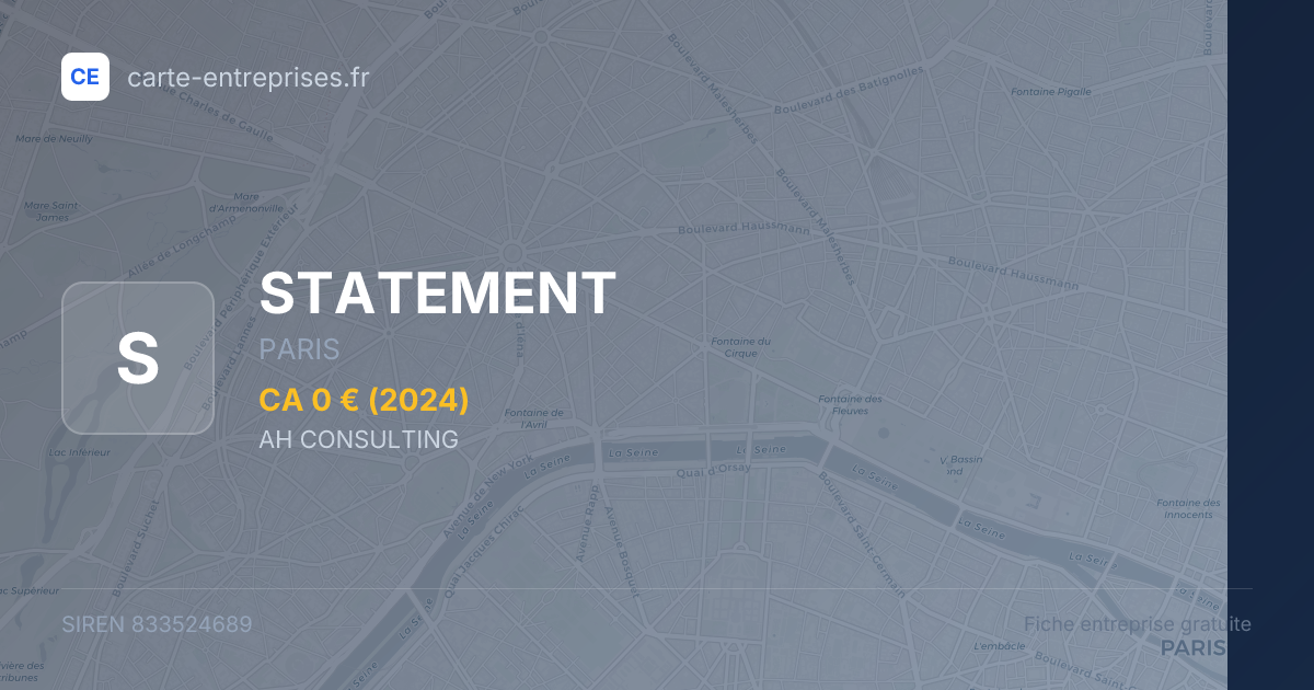 STATEMENT — 833524689 — fiche entreprise