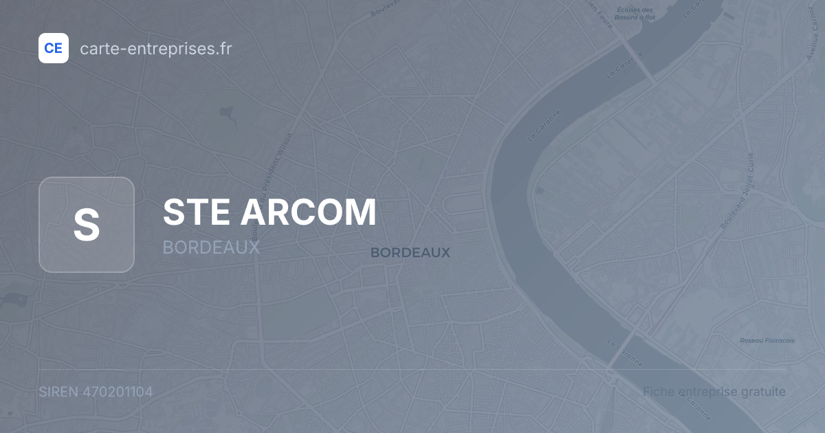 STE ARCOM — 470201104 — fiche entreprise