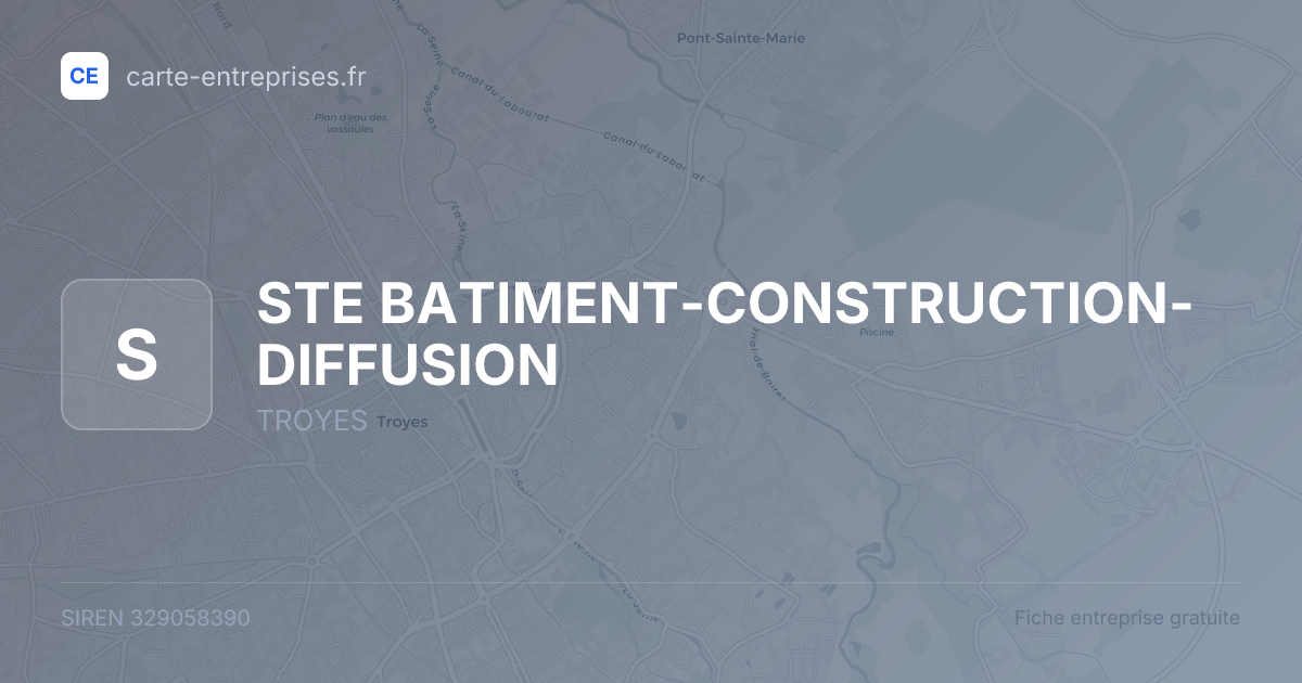 STE BATIMENT-CONSTRUCTION-DIFFUSION — 329058390 — fiche entreprise