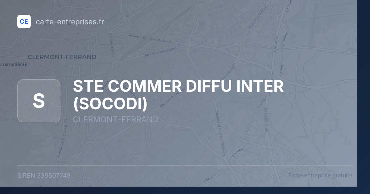 STE COMMER DIFFU INTER (SOCODI) — 339607749 — fiche entreprise