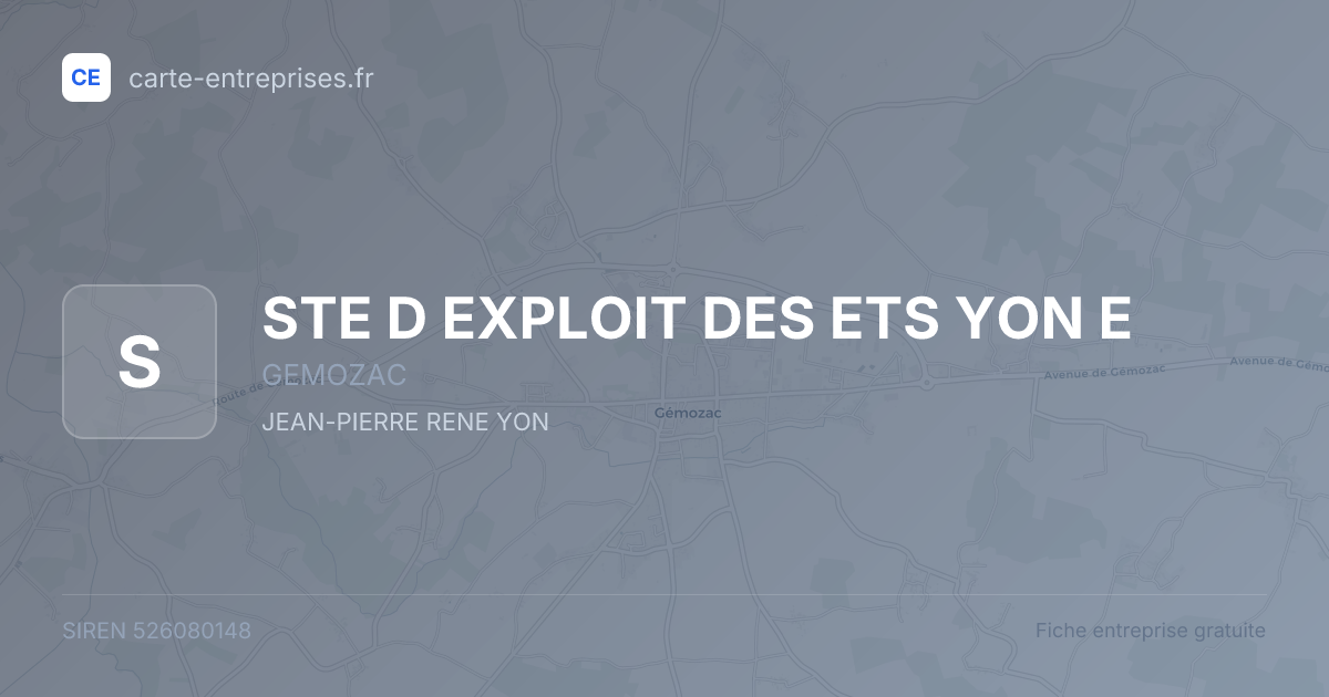 STE D EXPLOIT DES ETS YON E — 526080148 — fiche entreprise