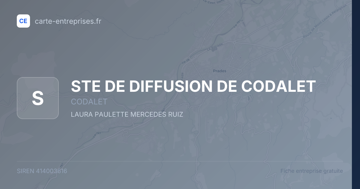 STE DE DIFFUSION DE CODALET — 414003616 — fiche entreprise