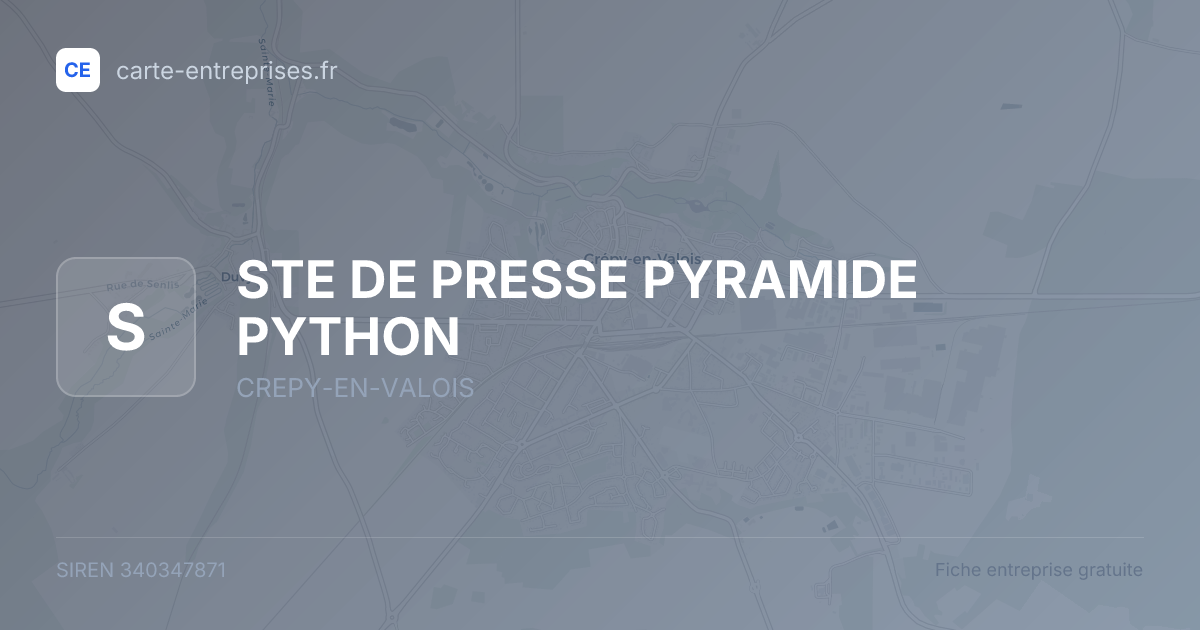 STE DE PRESSE PYRAMIDE PYTHON — 340347871 — fiche entreprise