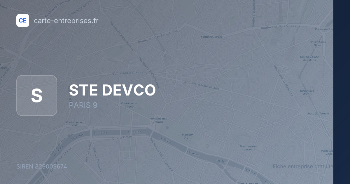 STE DEVCO — 329009674 — fiche entreprise