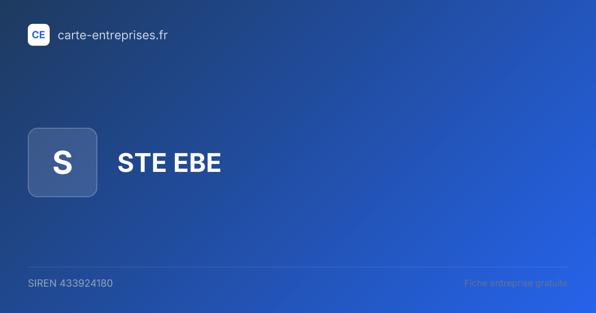 STE EBE — 433924180 — fiche entreprise
