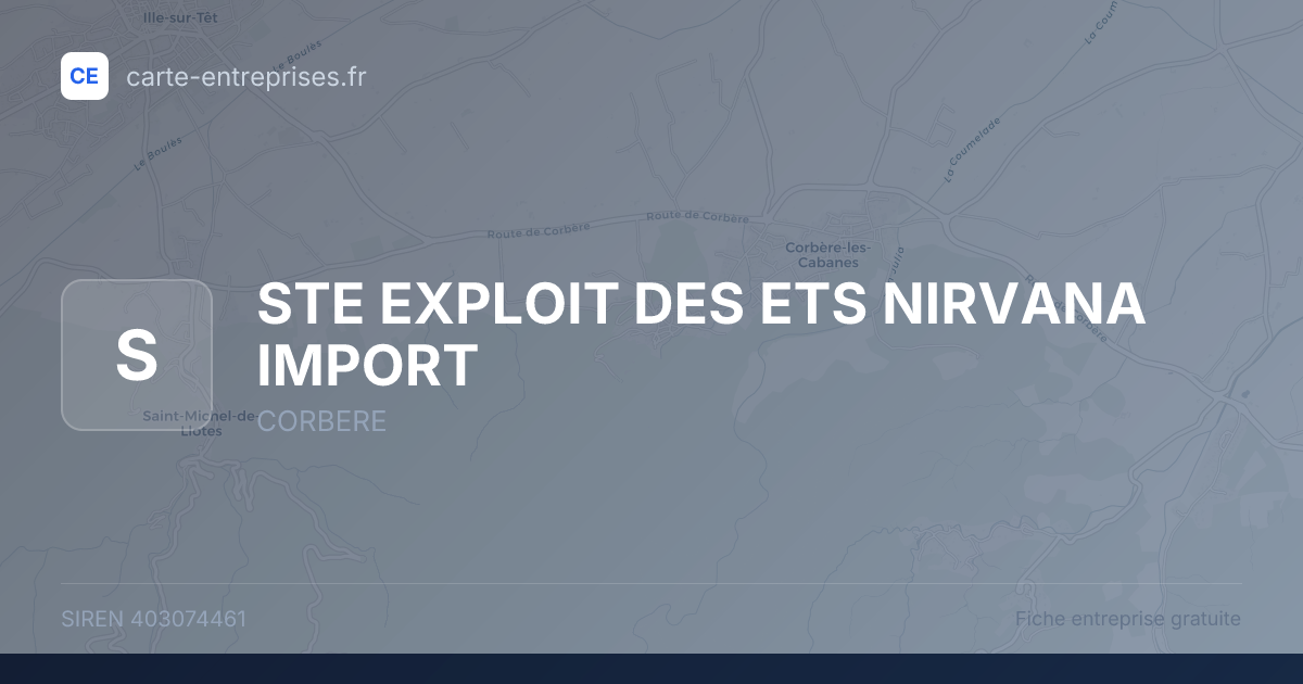 STE EXPLOIT DES ETS NIRVANA IMPORT — 403074461 — fiche entreprise