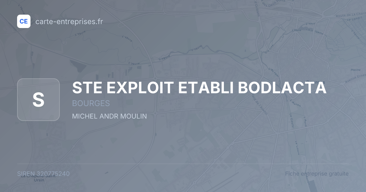 STE EXPLOIT ETABLI BODLACTA — 320775240 — fiche entreprise