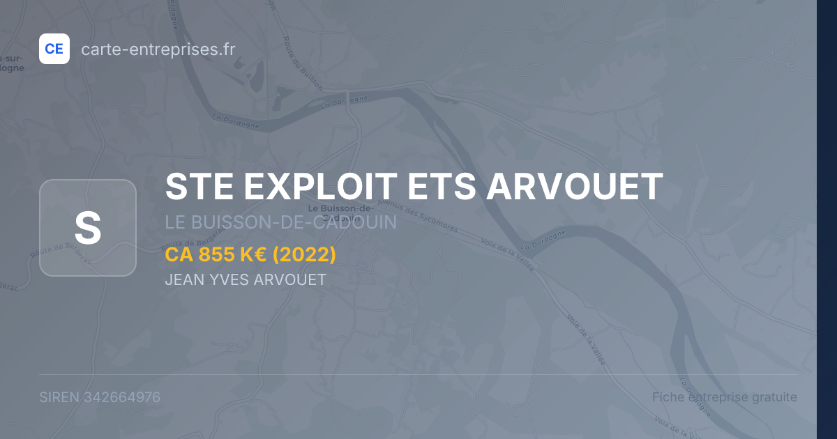 STE EXPLOIT ETS ARVOUET — 342664976 — fiche entreprise