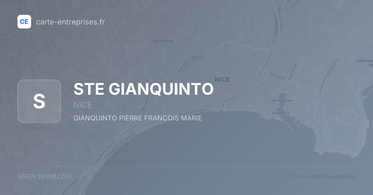 STE GIANQUINTO — 343882205 — fiche entreprise