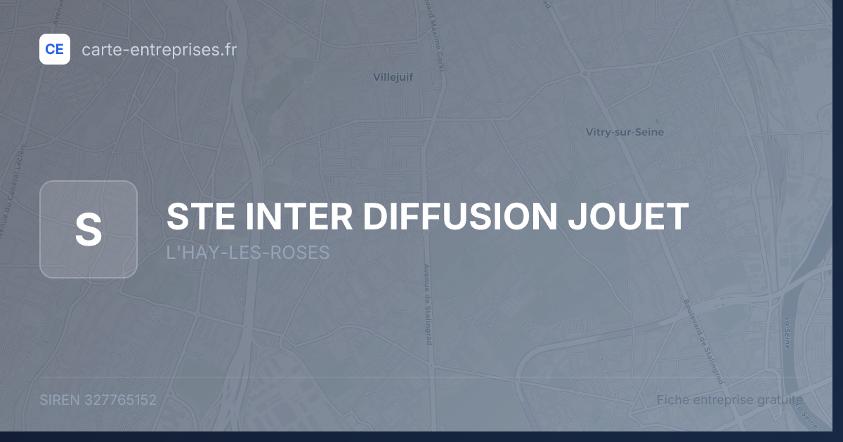 STE INTER DIFFUSION JOUET — 327765152 — fiche entreprise