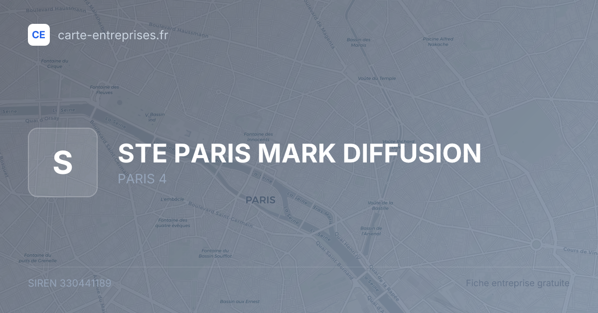 STE PARIS MARK DIFFUSION — 330441189 — fiche entreprise
