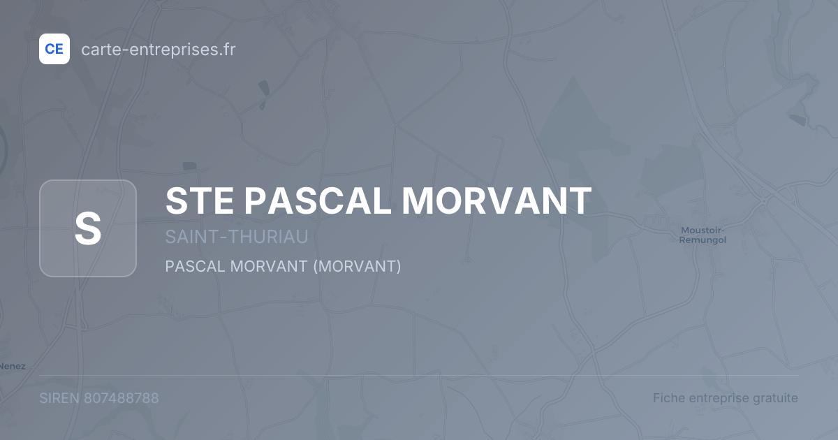 STE PASCAL MORVANT — 807488788 — fiche entreprise