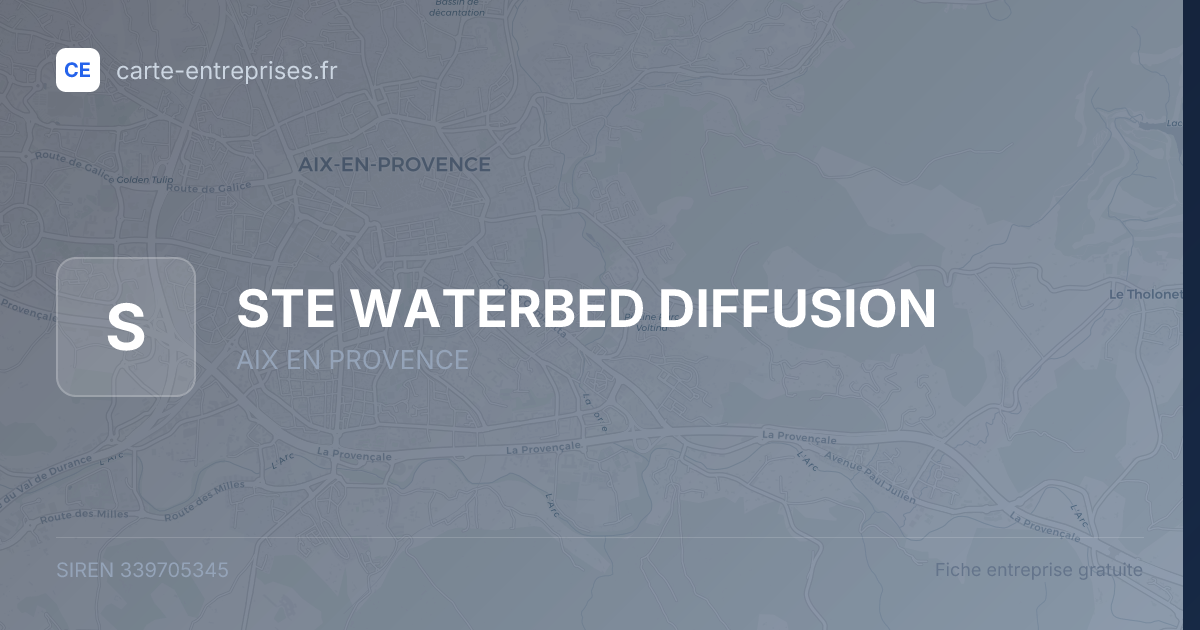 STE WATERBED DIFFUSION — 339705345 — fiche entreprise