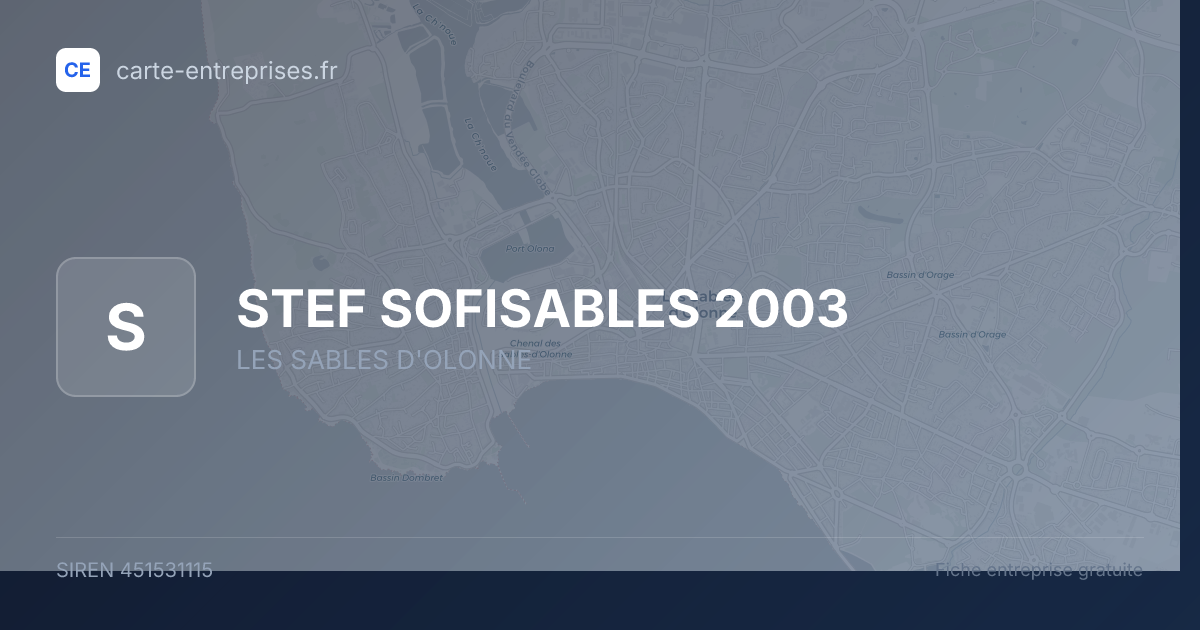 STEF SOFISABLES 2003 — 451531115 — fiche entreprise