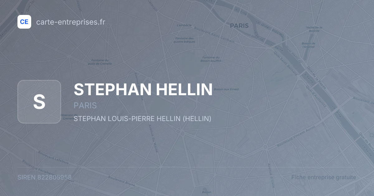 STEPHAN HELLIN — 822805958 — fiche entreprise