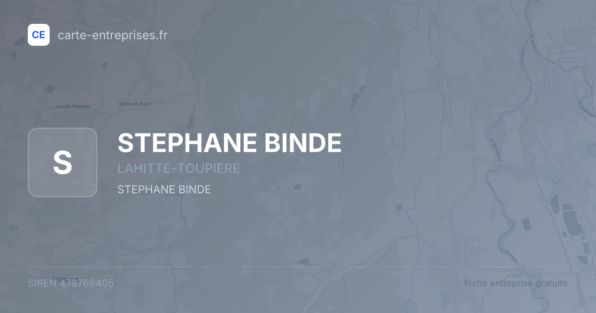 STEPHANE BINDE — 478766405 — fiche entreprise
