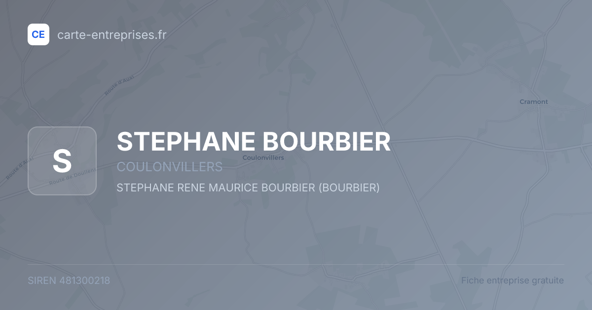 STEPHANE BOURBIER — 481300218 — fiche entreprise