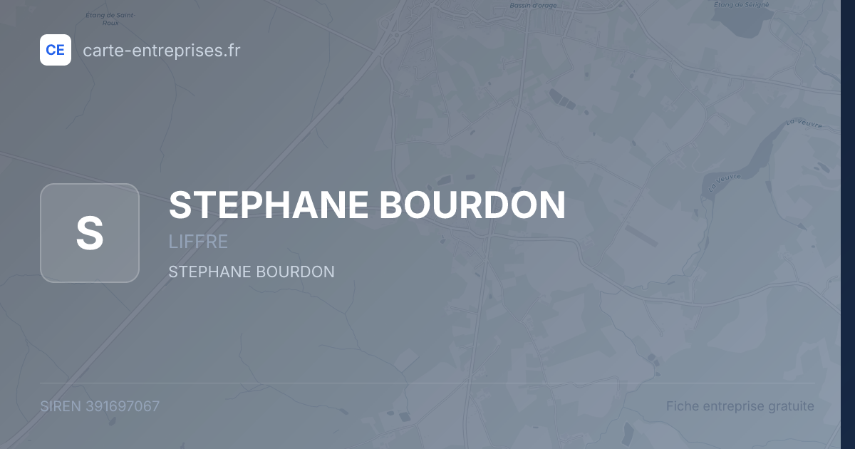 STEPHANE BOURDON — 391697067 — fiche entreprise