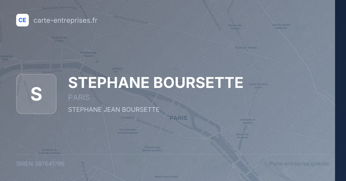 STEPHANE BOURSETTE — 397641796 — fiche entreprise