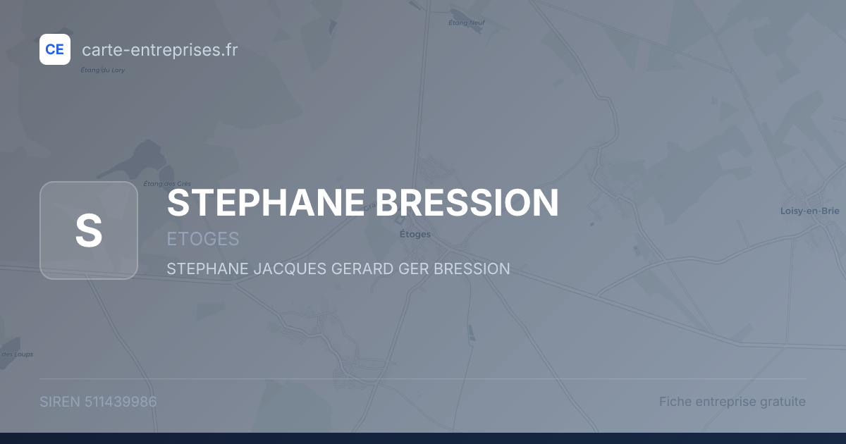 STEPHANE BRESSION — 511439986 — fiche entreprise