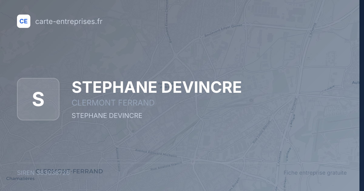 STEPHANE DEVINCRE — 383038726 — fiche entreprise