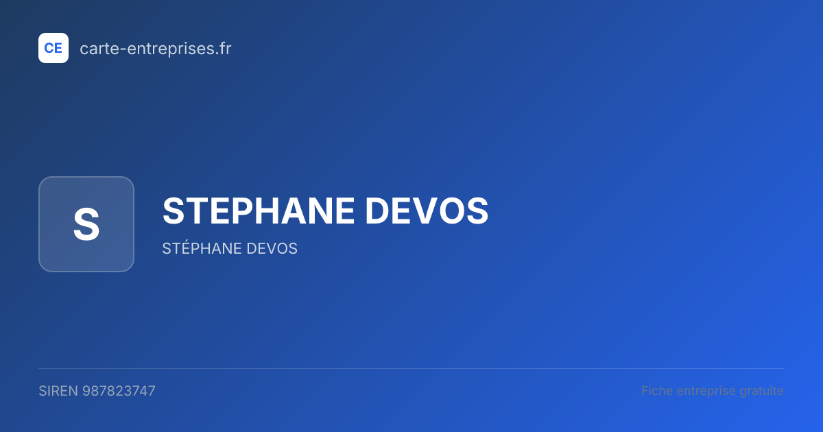 STEPHANE DEVOS — 987823747 — fiche entreprise
