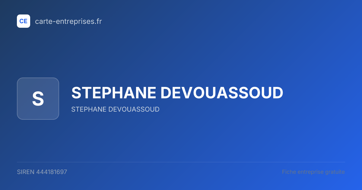 STEPHANE DEVOUASSOUD — 444181697 — fiche entreprise